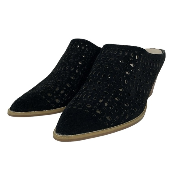 Seychelles Mule Women's 9.5 Black Cut Out Heels Shoes Pointed Toe - Picture 2 of 13